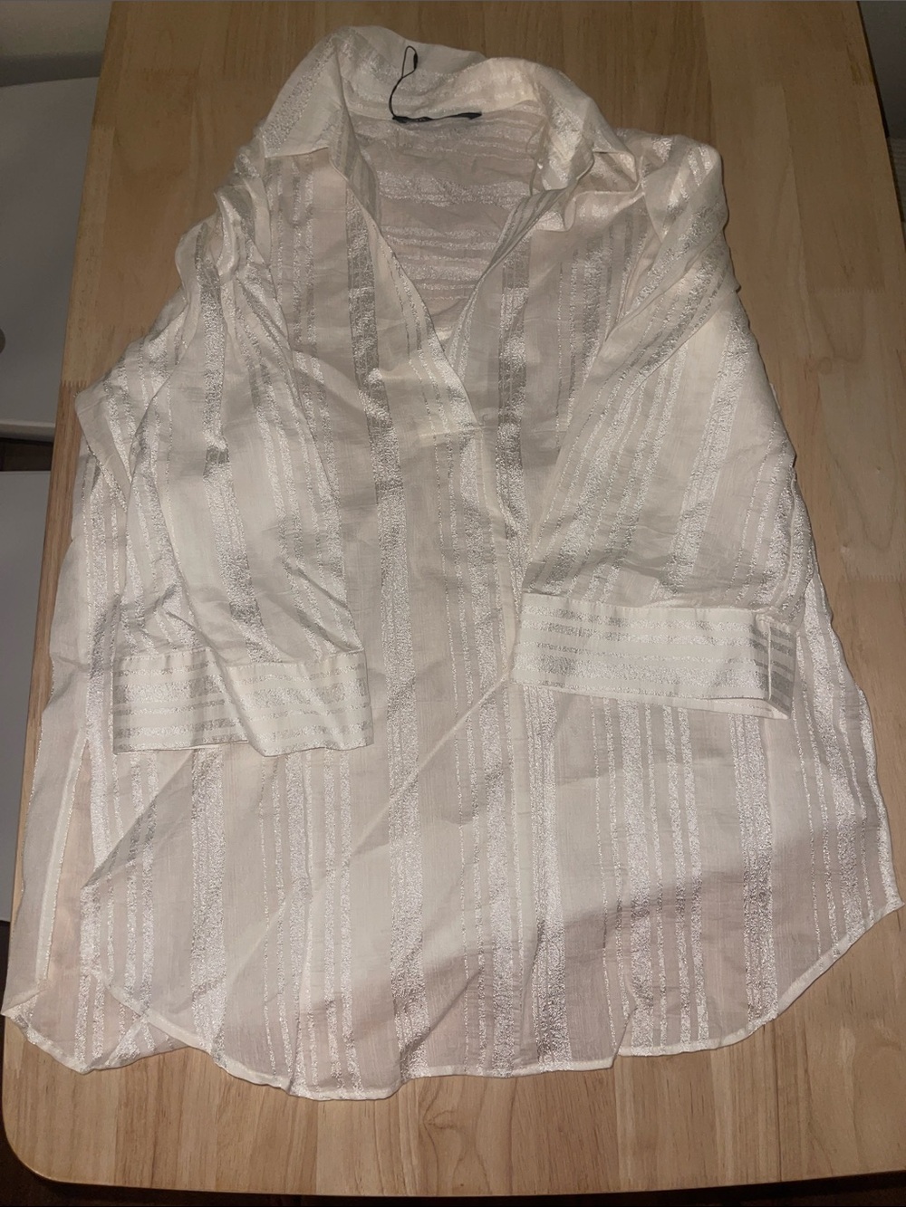 Sheer Ivory Striped Sleep Shirt